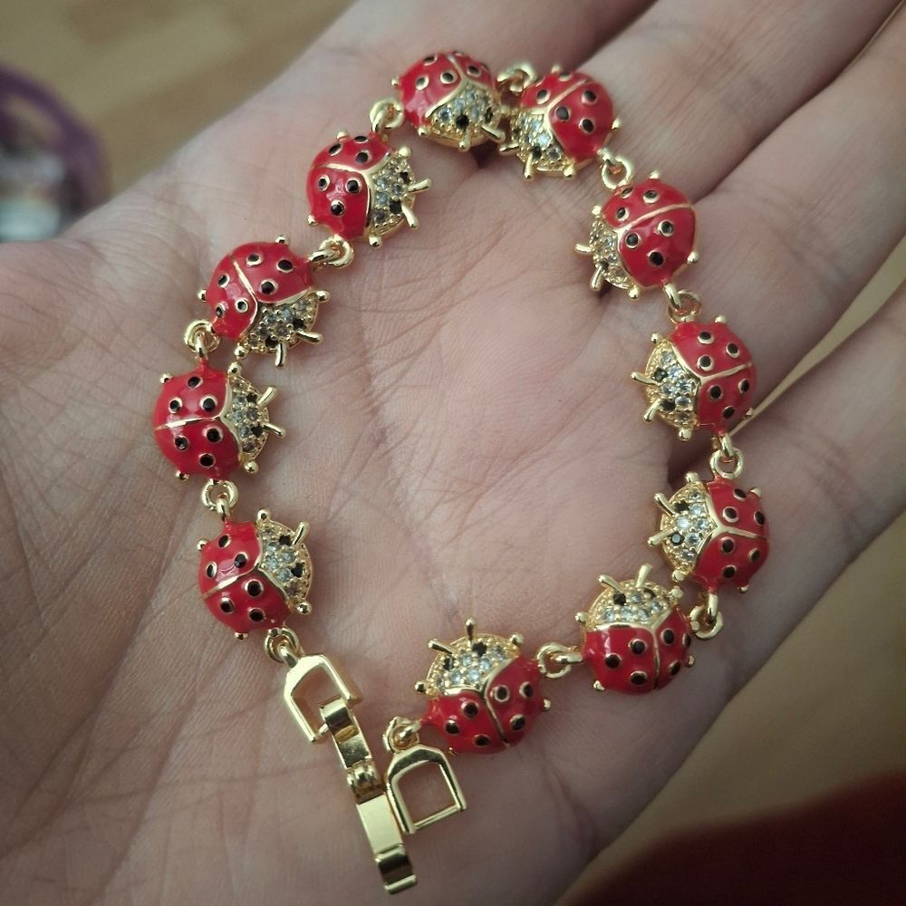 Elegant 18K Gold Plated Ladybug Bracelet